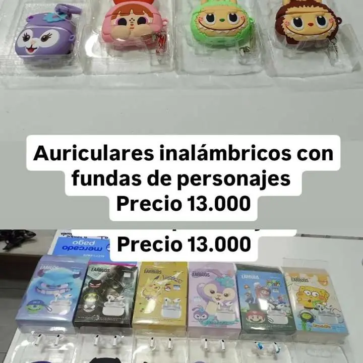 Auriculares inalámbricos con funda de personajes