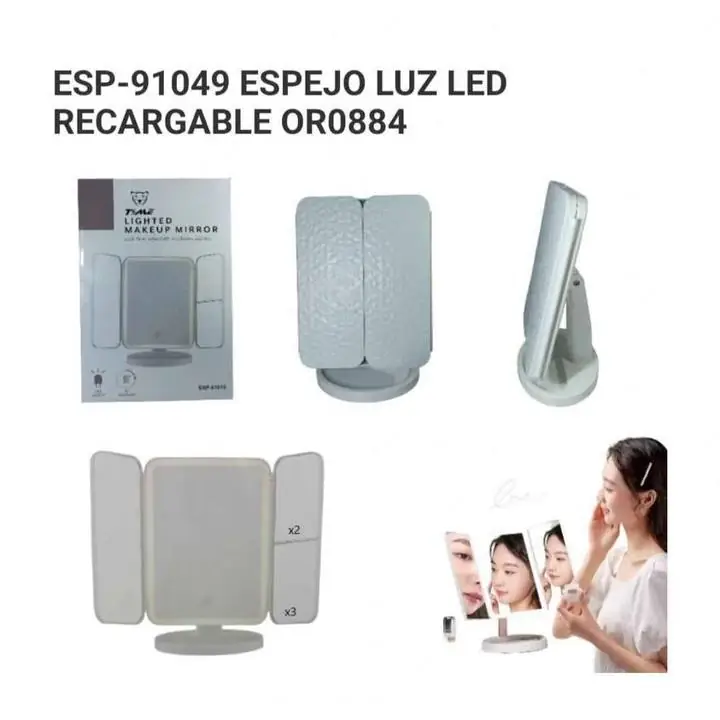 Espejo triple con aumento y luz led