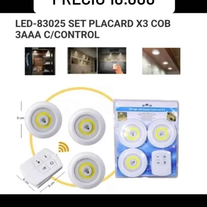 Set por 3 luz led para Placard a pila