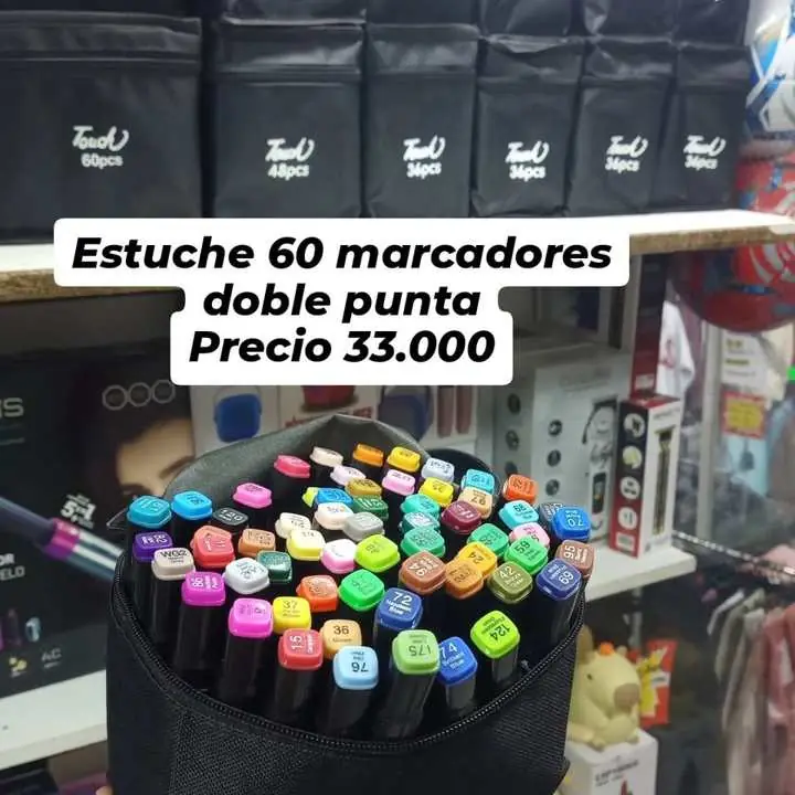 Estuche 60 marcadores doble punta