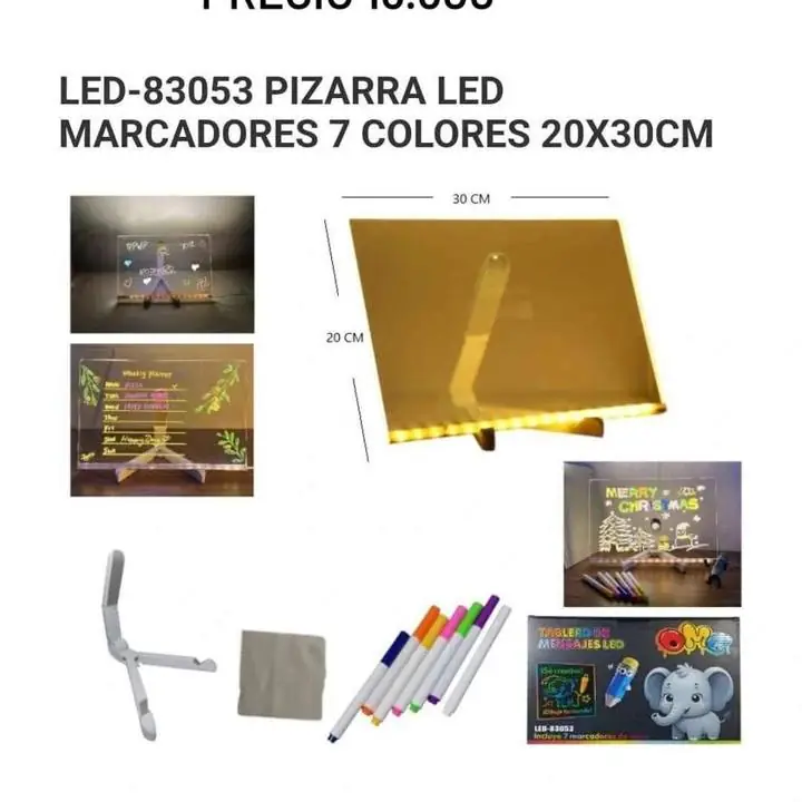 Pizarra acrílica con luz 20 30