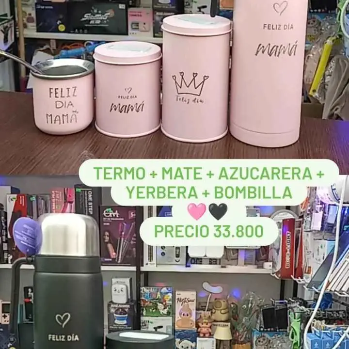 Termo + yerbera + azucarera + mate + bombilla