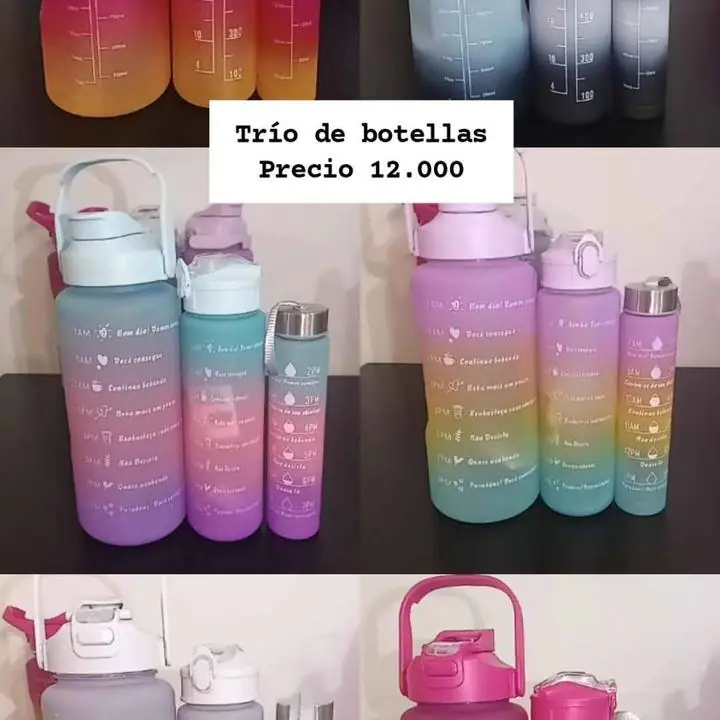 Trío de botellas 2 LTS, 900 ML, 300ml