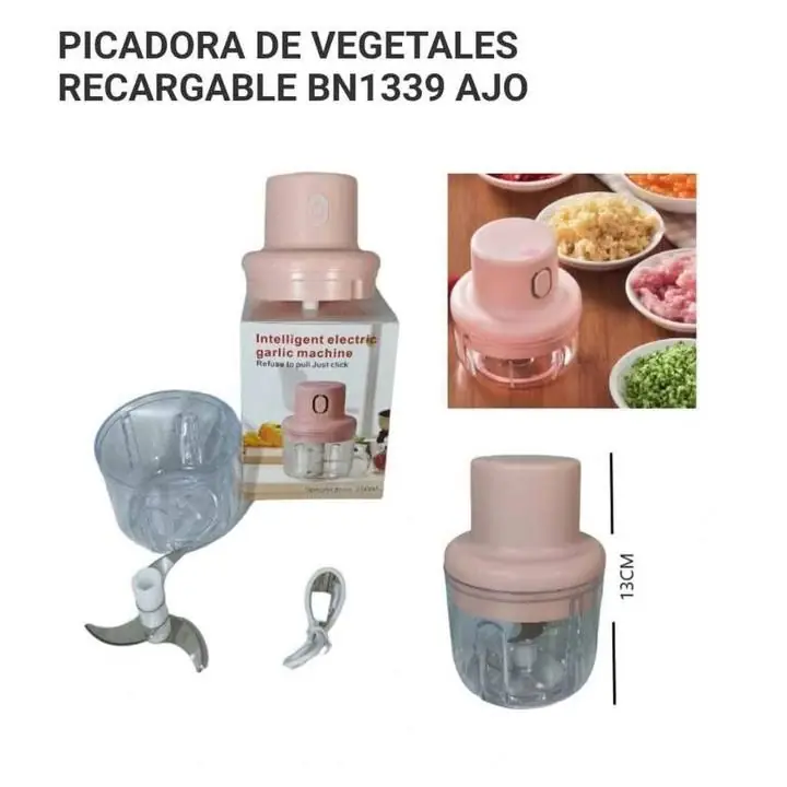 Picador de ajo y vegetales recargable con USB