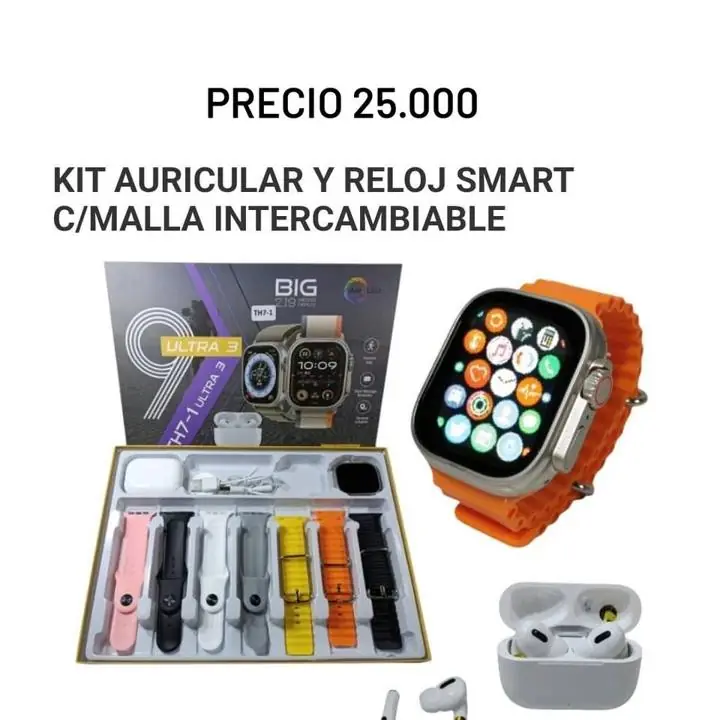 Kit auricular+ smartwatch 7 correas