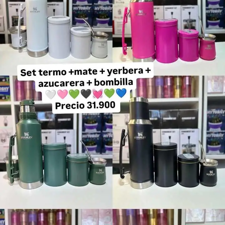 Termo + mate + bombilla+ azucarera+ yerbera