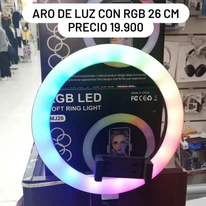 Aro de luz con RGB y tripode 26 cm