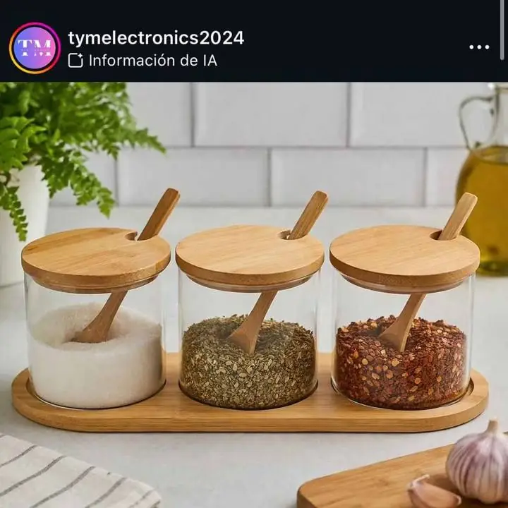 Set x3 francos de vidrio y tapa de bambú