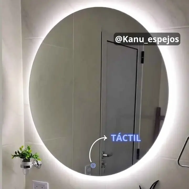 Espejo circular sistema Touch simple con LED cálida l fría!