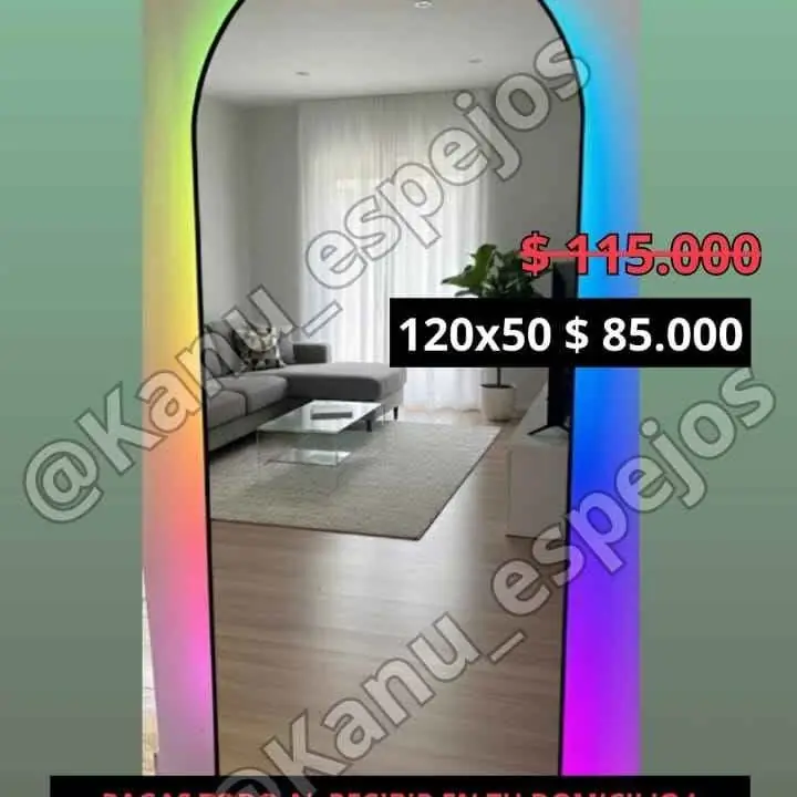 PROMO! Espejo Arco LED de colores 120×50!
