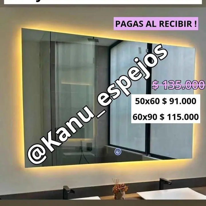 Espejo rectangular sistema touch medida personalizadas!