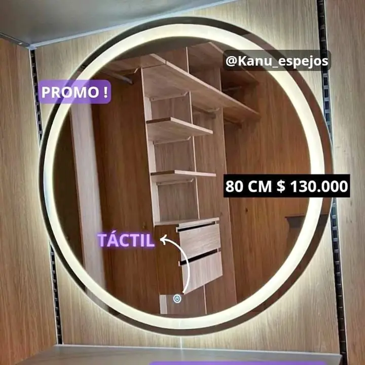 PROMO! Espejo circular sistema Touch con Esmerilado 80 cm !