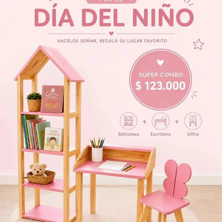 Súper combo infantil! escritorio,silla y biblioteca!
