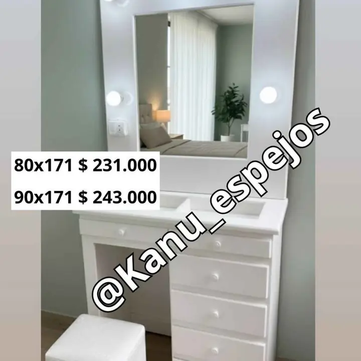 Mueble maquillador 80×171 $231.000 90×171 viene con focos incluidos!