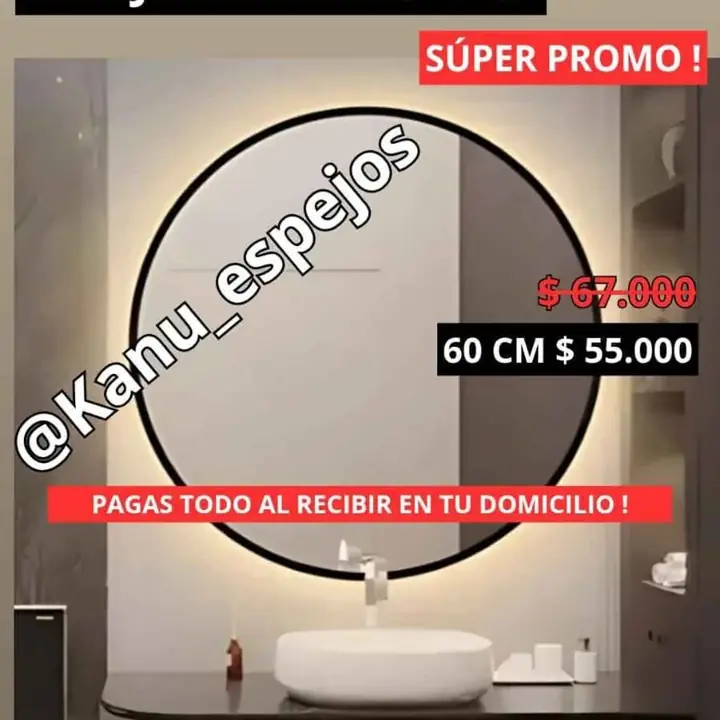 Promo espejo circular LED 60 cm