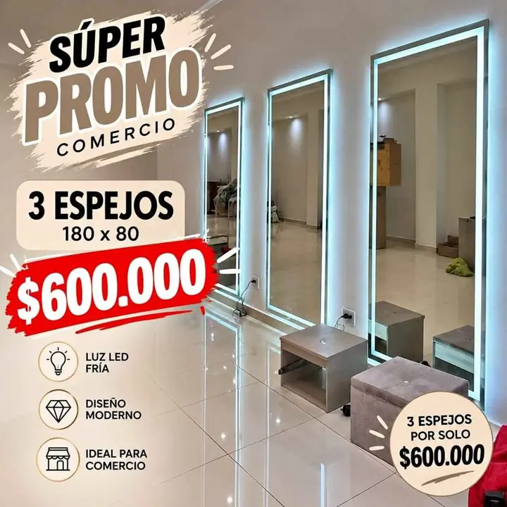 Super promo! tres espejos touch con esmerilado 180×80!