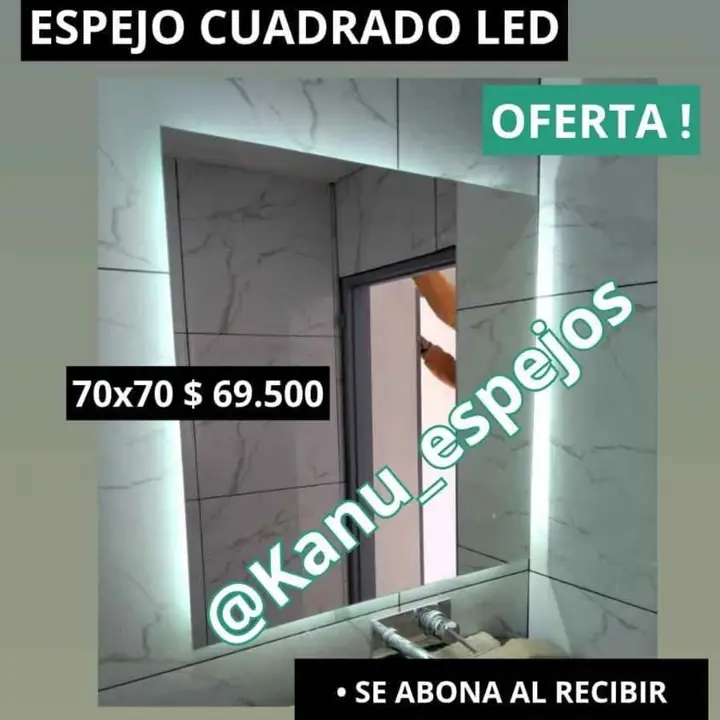Oferta! Espejo cuadrado LED 70×70