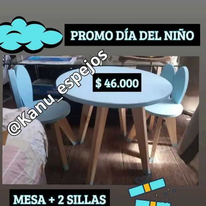 Promo dia del niño! mesa+dos sillas