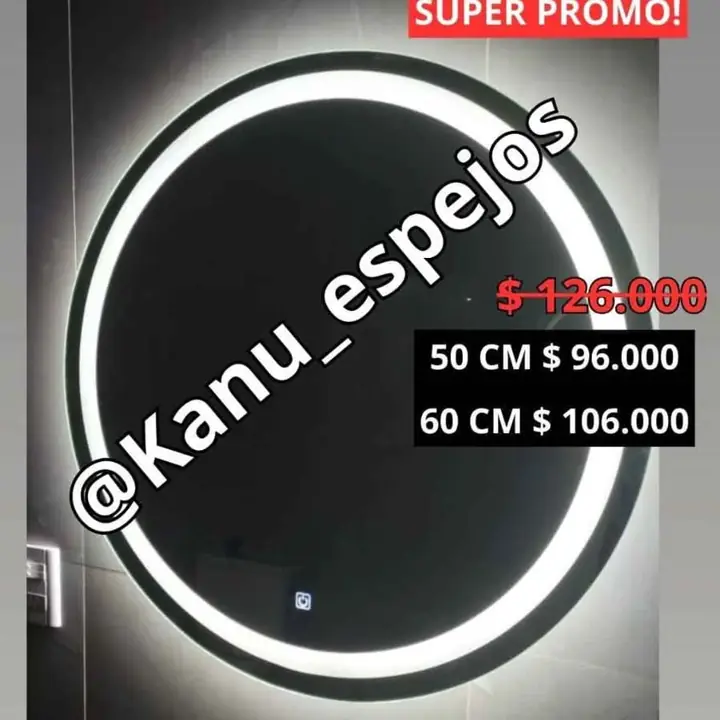 Espejo circular LED sistema Touch con Esmerilado!