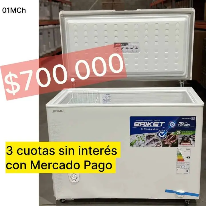 Freezer briket 295 lts. 3 cuotas sin interés con Mercado pago