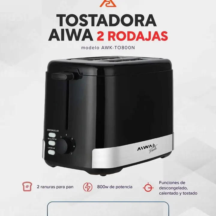 Tostadora Electrica Aiwa 800W Negra
