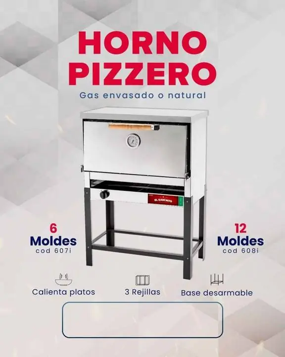 Horno Pizzero Sol Real 6 Moldes G/N