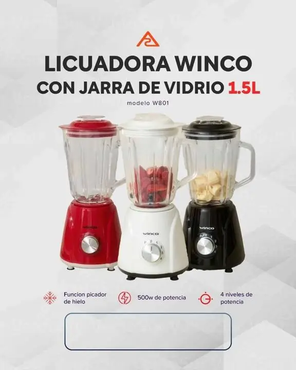 Licuadora WinCo J/Vidrio 1,5 Litros