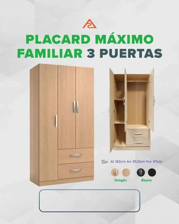 Placard Máximo Familiar 3 Puertas (Oregon) y (Ébano)