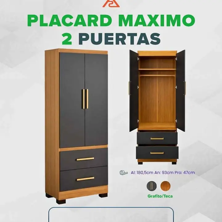 Placard Máximo 2 Puertas (Grafito/Teca)