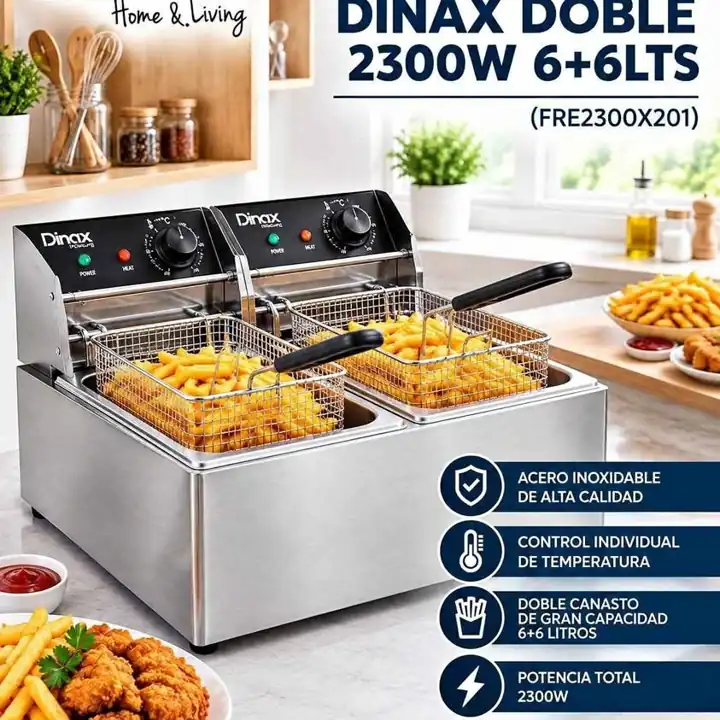 NUEVAS Freidora Eléctrica Dinax Doble 2300W 12 litros 6+6LTS