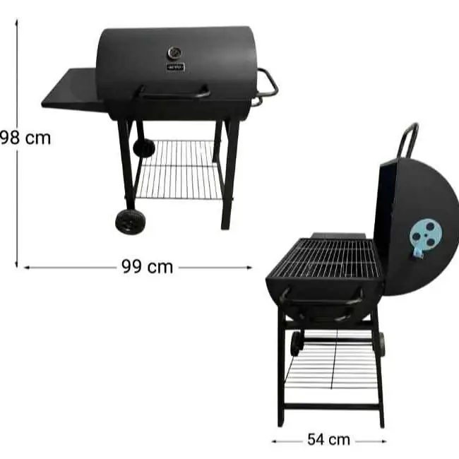 Parrilla Móvil KTO BBQ-2 C/Tapa Color Negra