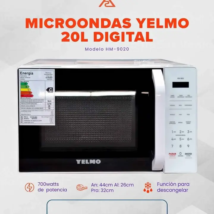 Microondas Digital Yelmo Táctil 20 Litros Blanco