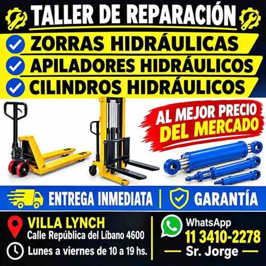 Taller de reparación general de zorras hidráulicas apiladores hidráulicos cilindros hidráulicos