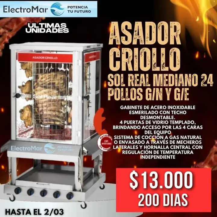 Asador criollo pago diario