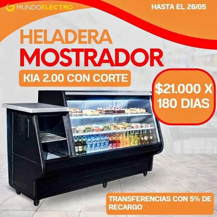Heladera mostrador pago diario