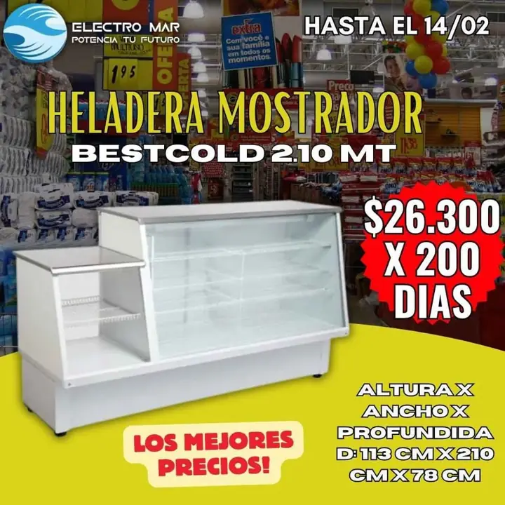 Heladera mostrador pago diario