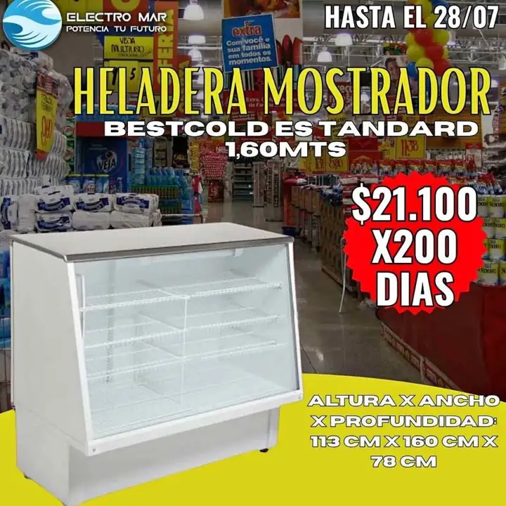 Heladera mostrador pago diario