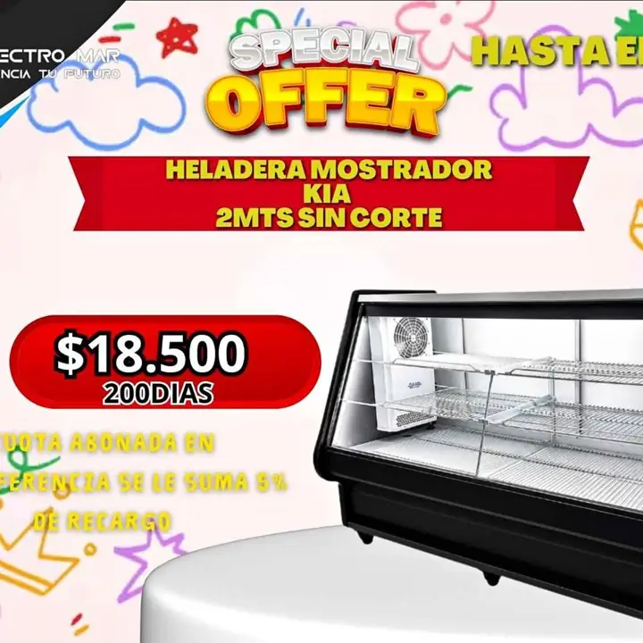 Heladera mostrador pago diario