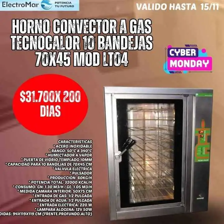 Horno convector pago diario
