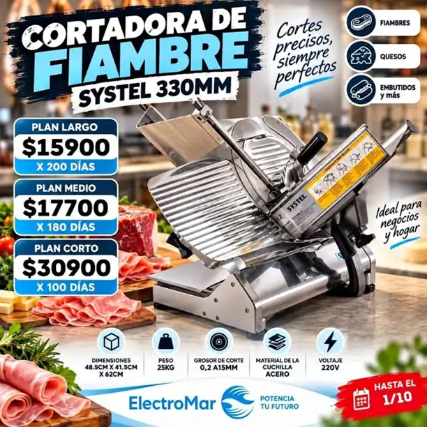 Cortadora de fiambre pago diario
