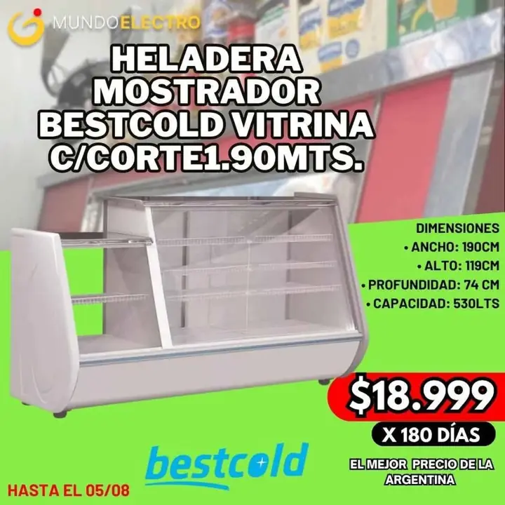Heladera mostrador pago diario