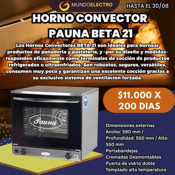 Horno convector pago diario