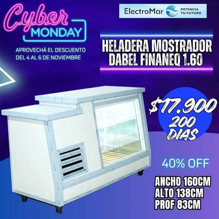 Heladera mostrador pago diario