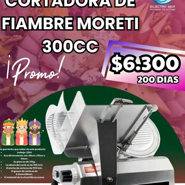 Cortadora de fiambre pago diario