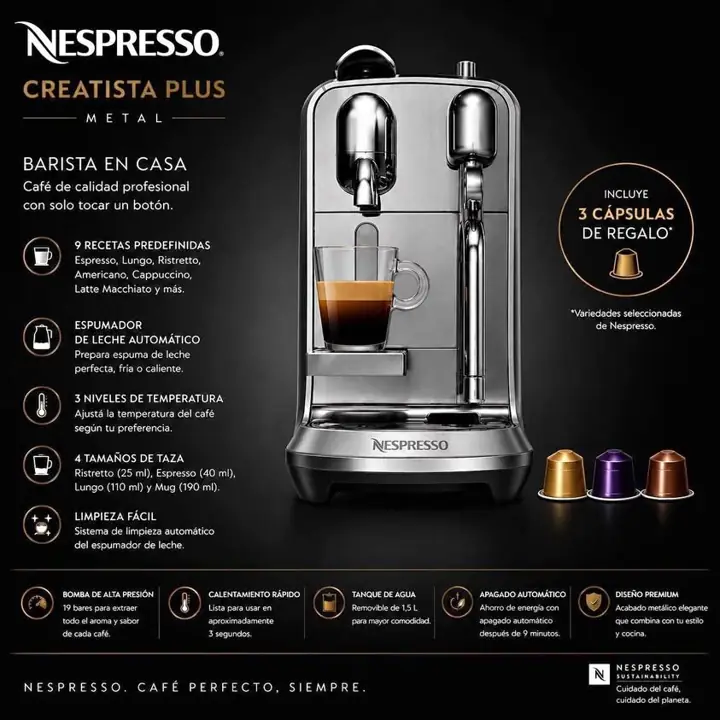 Cafetera Nespresso creatista plus