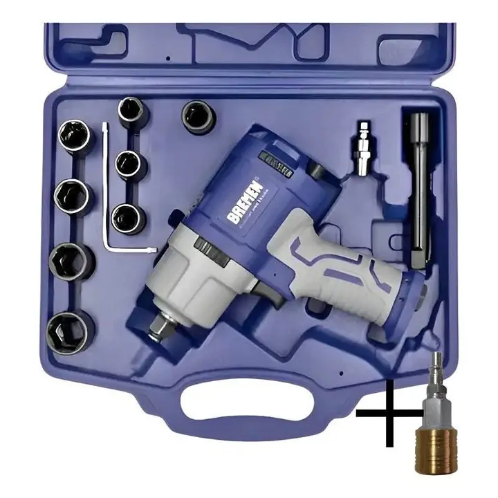 Llave Pistola Impacto Neumática Bremen 1/2 Kit 1560 Nm 7714 Azul