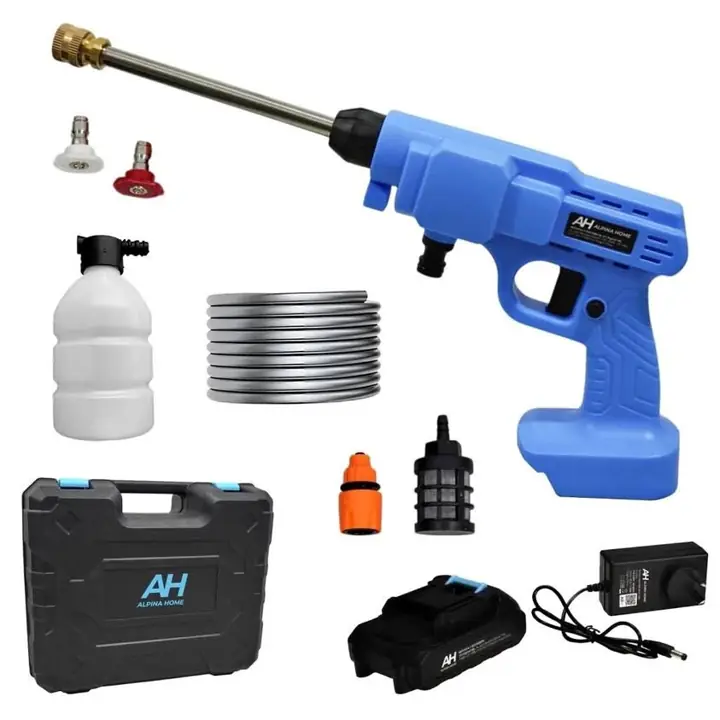 Hidrolavadora Inalambrica A Bateria Pistola Agua Portatil 500w 21v Maletin Accesorios Alpina