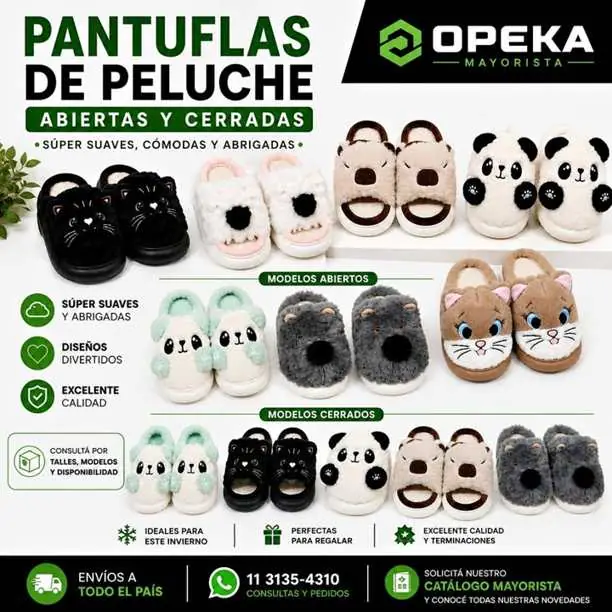Pantuflas de Peluche Abiertas y Cerradas | Modelos Animalitos