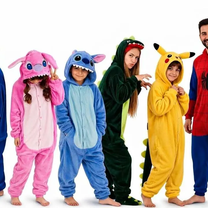 Pijama Enterizo Kigurumi Adulto e Infantil | Stitch, Dino, Spiderman y más