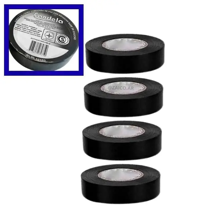 Cinta aislante color Negro CANDELA x4